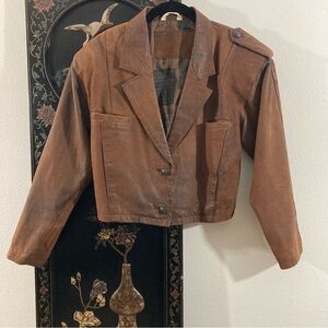 Vintage 1990’s Cropped Brown Leather Jacket